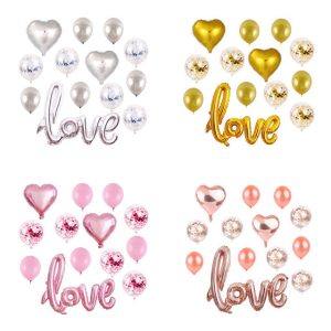 13pcs Love Heart foil Latex Valentine Balloons
