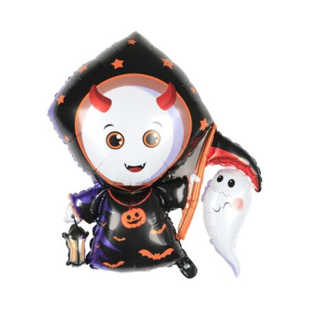 Witch with Ghost Happy Halloween Foil Balloon