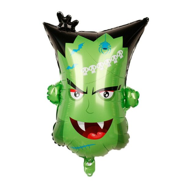 Green Monster Head Happy Halloween Foil Balloons