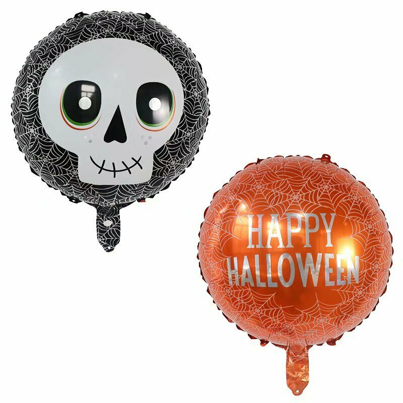 Happy Halloween Round Skull Print Foil Balloons Happy Halloween Round Skull Print Foil Balloons