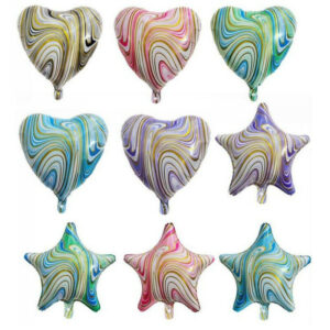 Heart, Star, Balloons, Agate Marble Textured,