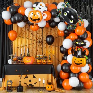 Pumpkin, Spooky, Cat, Orange Balloons,